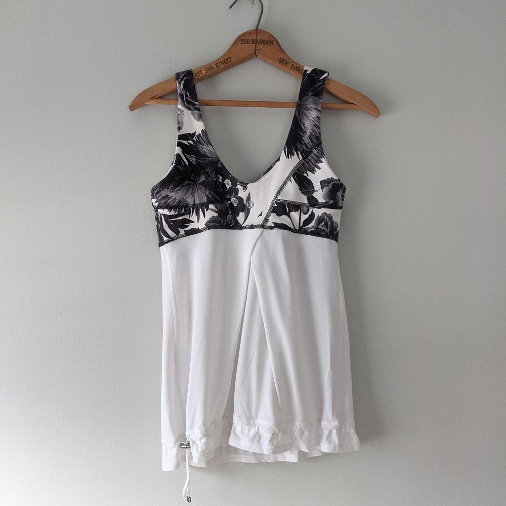Lululemon | Tame Me Tank White Black Brisk Bloom